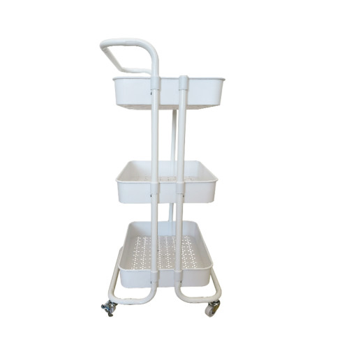 Storage Trolley 3-Tier Kitchen Cart with Metal Frame and Plastic Baskets