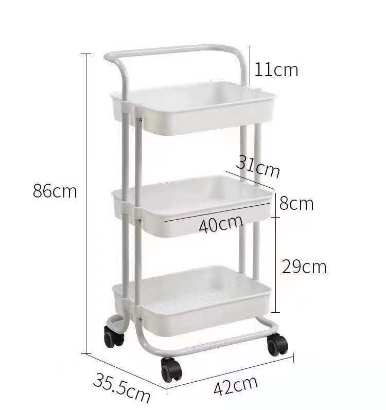 size of kitchen storage trolley with plastic basket