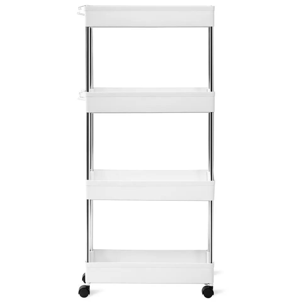 white and beige storage trolley