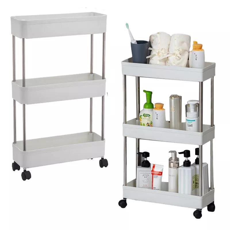 white and beige storage trolley