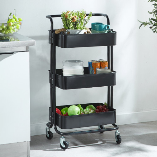 Home Use 3 Tier Rolling Cart China Manufacturer Metal Kitchen Rolling Storage Cart