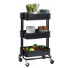 Storage Trolley Cart 3 Tier Rolling Cart Mobile Kitchen Cart without Handle for Home Used