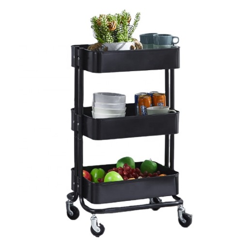 Storage Trolley Cart 3 Tier Rolling Cart Mobile Kitchen Cart without Handle for Home Used