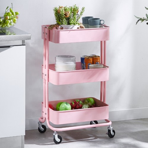 Storage Trolley Cart 3 Tier Rolling Cart Mobile Kitchen Cart without Handle for Home Used