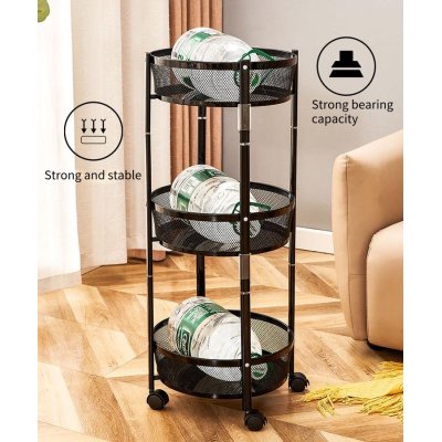 Customizable Folding Trolley Shelf for Wholesale - OEM/ODM Metal 3 Tier Rolling Cart