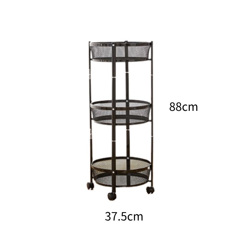 3 Tier Collapsible Rolling Cart Size