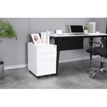 High quality 3 drawer steel office white metal file storage mobile pedestal cabinet manufacturer