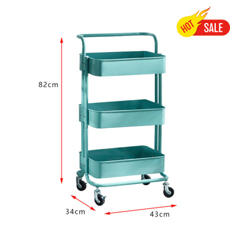 Home Use 3-Tier Storage Trolley China Manufacturer Rolling Cart Metal Kitchen Storage Cart