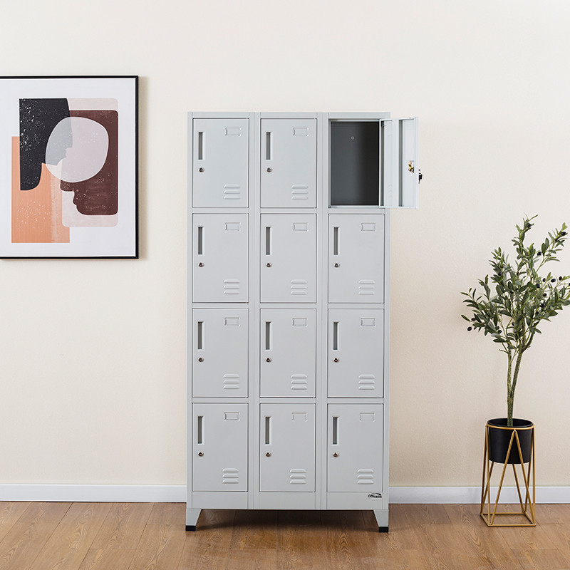 Metal storage locker cabinet with doors