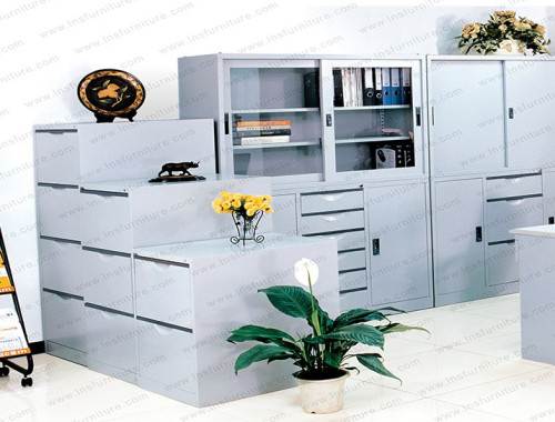 Metal Cabinet with Glass Door Locking Tall Office Storage Cabinet