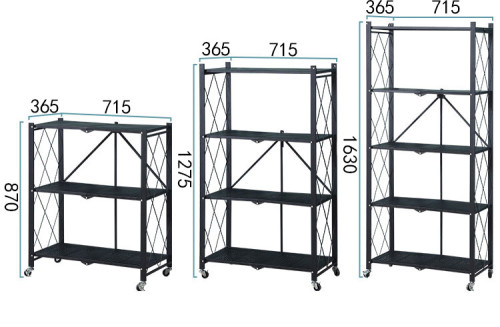 Foldable Stainless Steel Kitchen Shelf Metal Storage Shelf Rack With Wheels