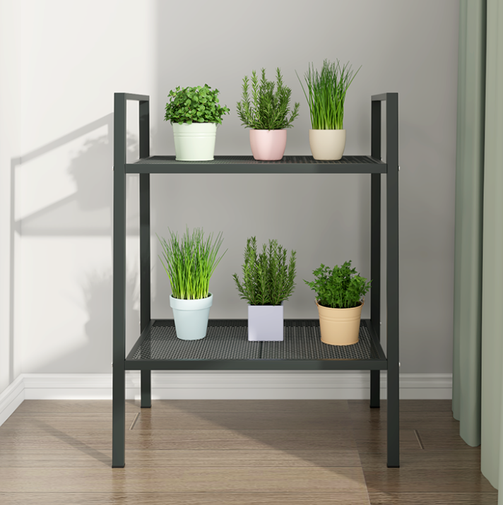 2-tier black storage rack