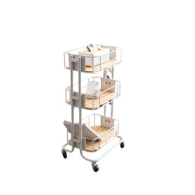 Wooden Metal Storage Trolley Movable Kitchen Cart
