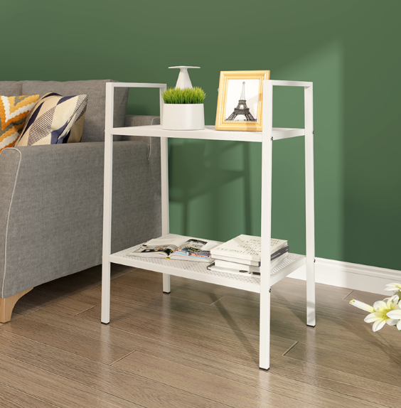 2-tier white storage shelf