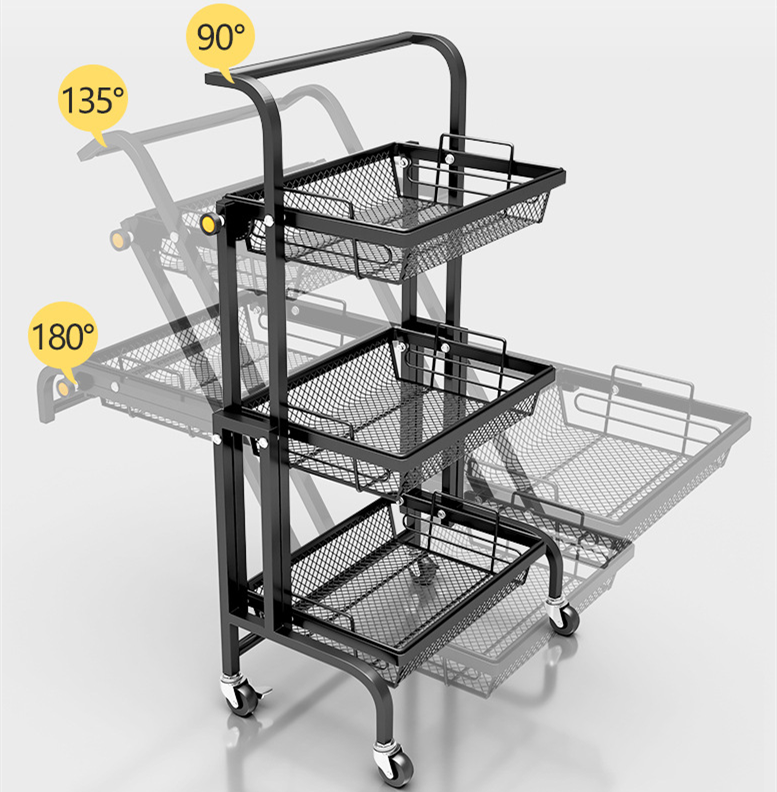 black foldable storage cart