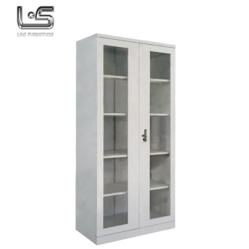 Metal Cabinet with Glass Door Locking Tall Office Storage Cabinet