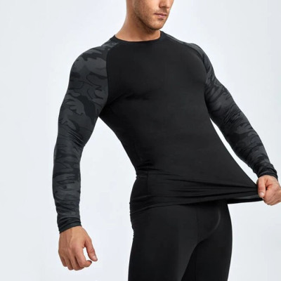 Custom Men Camo Print Raglan Sleeve Compression Sports Tee