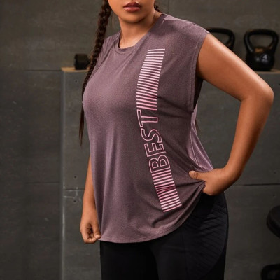 OEM Wholesale Plus Letter Graphic Batwing Sleeve Sports Tee Factory