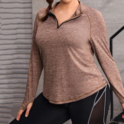 Customizable Wholesale Plus Marled Knit Quarter Zip Raglan Sleeve Sports Tee