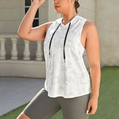 OEM and Wholesale Plus Camo Print Hooded Sports Tank Top Factory