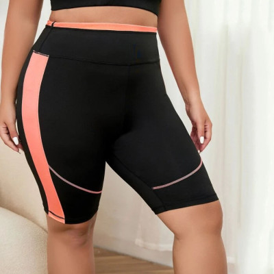 Custom OEM Plus Colorblock Contrast Piping Wideband Waist Biker Shorts