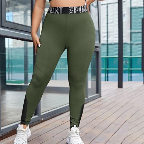 OEM and Wholesale OEM Plus Letter Graphic Waist Tape Sports Leggings Factory