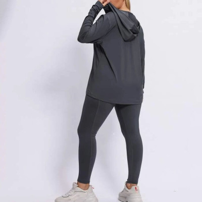 Premium OEM Wholesale Plus Solid Sports Thumb Holes Hoodie & Leggings