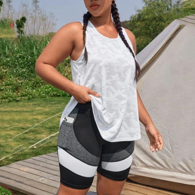 Wholesale Custom Plus Camo Pattern Split Back Sports Set Factory