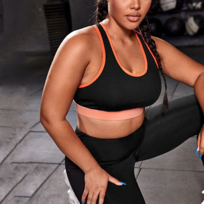 Custom Plus Contrast Binding Racer Back Sports Bra Supplier
