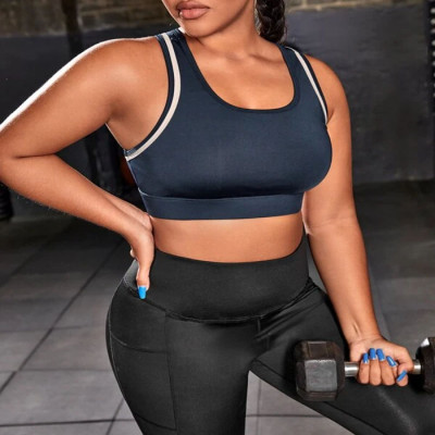 Premium OEM Wholesale Plus Contrast Binding Racer Back Sports Bra