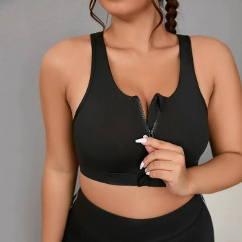 OEM Wholesale Plus Size Zip Up Racer Back Sports Bra Factory