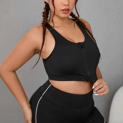 OEM Wholesale Plus Size Zip Up Racer Back Sports Bra Factory