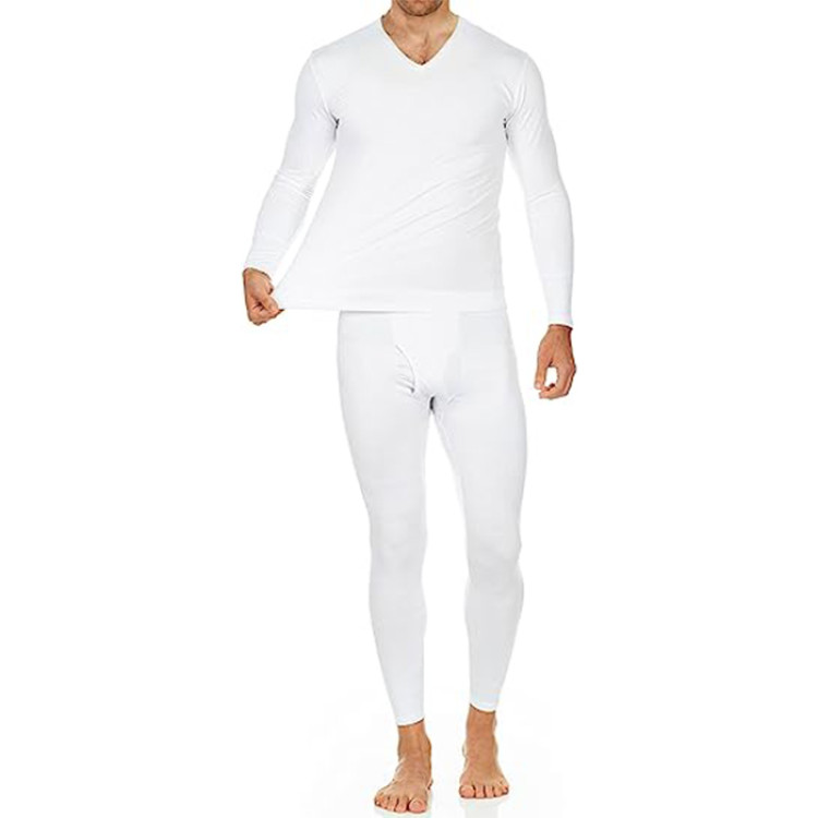 Get Ready for Winter with our Customized Men's V-Neck Thermal Underwear - Wholesale OEM Options Available