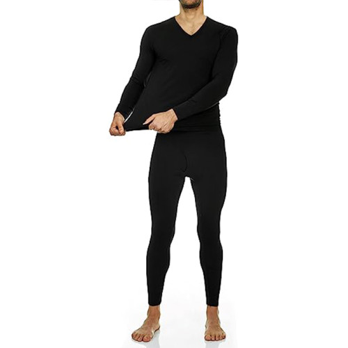 Customized Men's V-Neck Fleece Lined Thermal Underwear: Embrace the Cold with our Wholesale OEM Base Layer Set