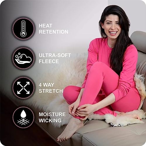 Stay Warm and Cozy with our Women's Fleece Lined Long Johns Sets- Perfect for Cold Weather