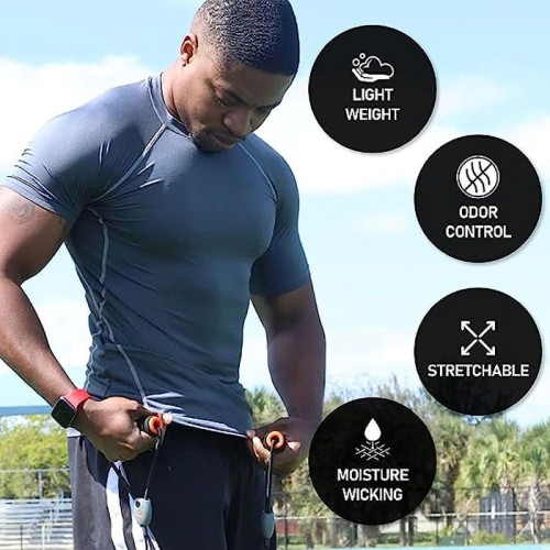 Wholesale Athletic Workout Shirts - Customizable Men's Compression Shirt for Running and Exercise