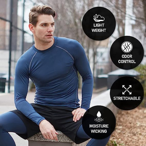 Achieve Your Fitness Goals in Style with our Men's Long Sleeve Compression Shirt - Available for Wholesale and OEM