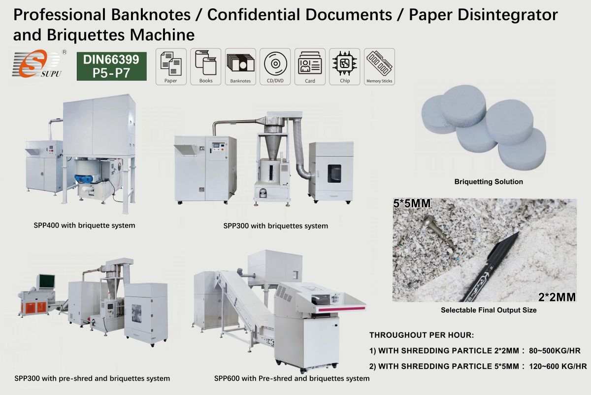 SUPU High Security Paper Disintegrator with Briquetting System