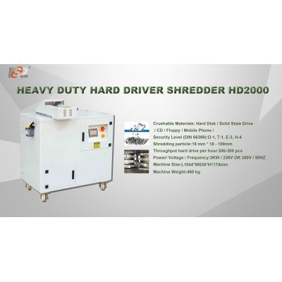 Dual-axis Design Floppy Disk, CD and Optical Disc Shredders, Highly specialized Hard Disk and Solid-state Drive Shredders