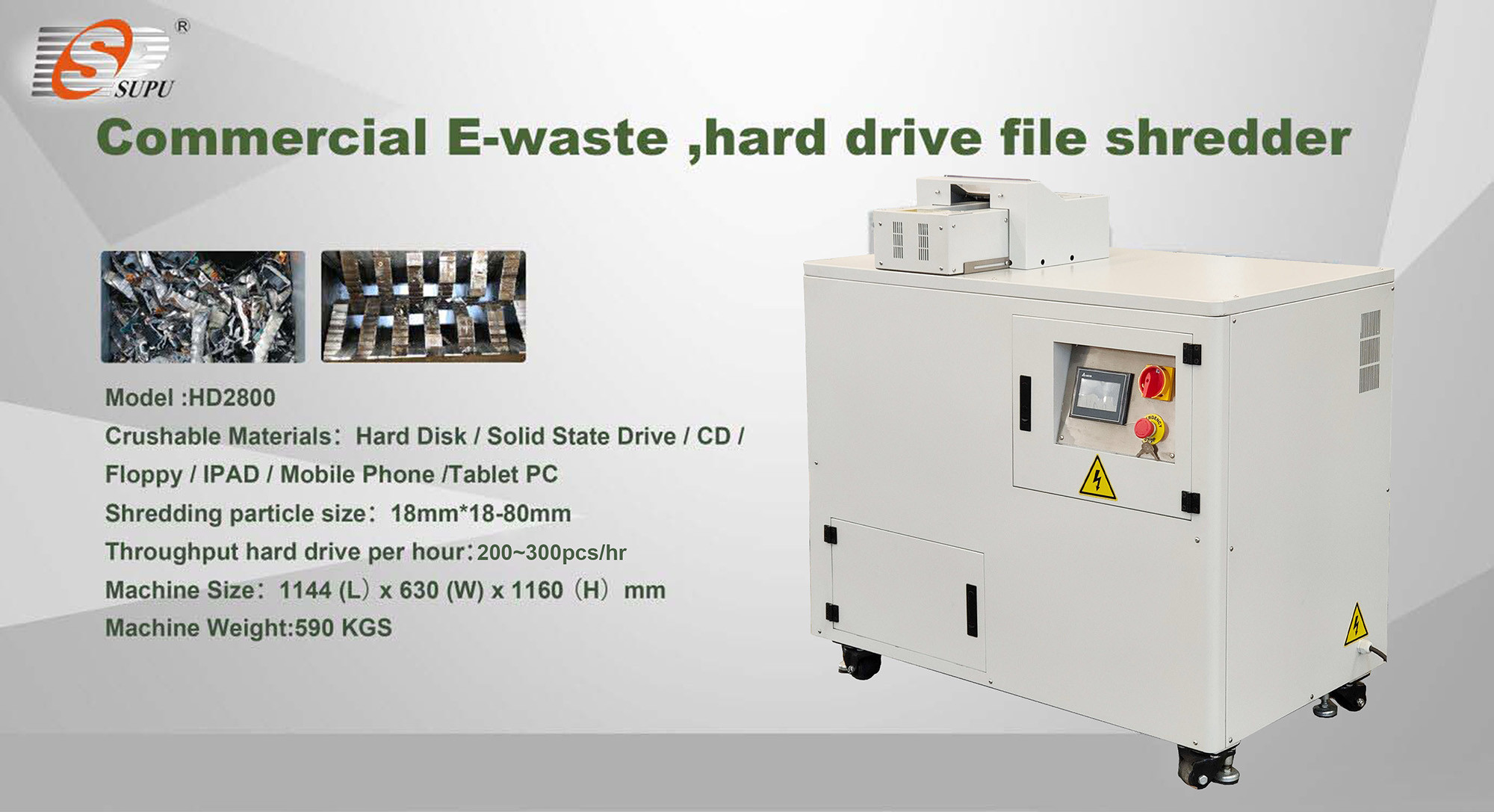 High-security Ipad, Tablet Computer, Hard Disk and Floppy Disk Crusher, Can Be Used in Multiple Scenarios