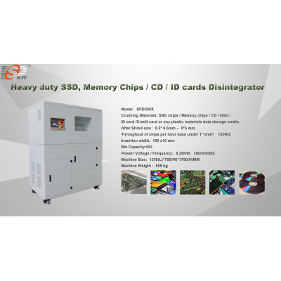 High-safety Chip Grinding and Crushing Machine, Electronic Waste Destruction Treatment and Recycling Machine, with Casters