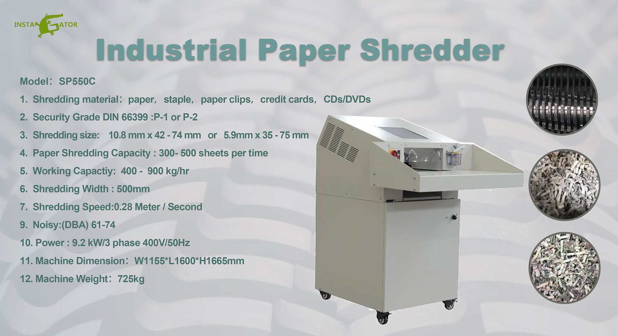Medium-sized Automatic Shredder, a Machine for Crushing and Recycling Waste Paper, Materials, Documents, Magazines, Etc
