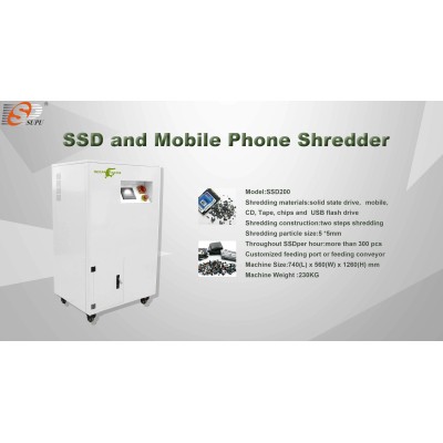SUPU Professional Two Shaft Solid State Drive Mobile Phone USB Flash Drive Shredder Machine