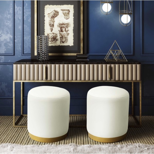 Taburete de tela | Otomana de terciopelo crema ópalo | Muebles de salón | Fabricación de muebles