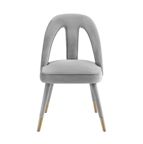 Chaises de salle à manger en tissu | Chaise d'appoint en velours gris clair Petra | Meubles de salle à manger | Mobilier d'usine