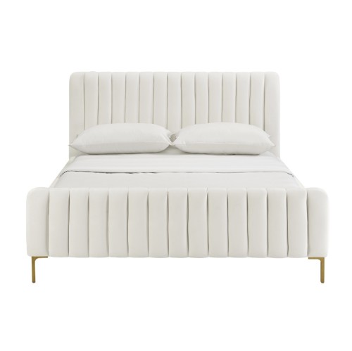 Fabric headboard | Angela Cream Bed in Queen| Queen bed | Bedroom furniture