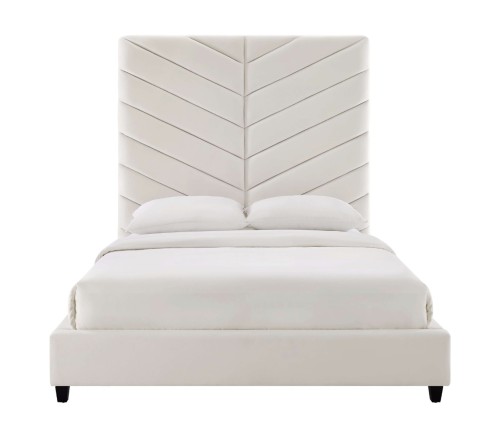Кровати на заказ | Кровать Javan Cream Velvet в цвете Queen | Мебель для спальни | Оптовая торговля мебелью