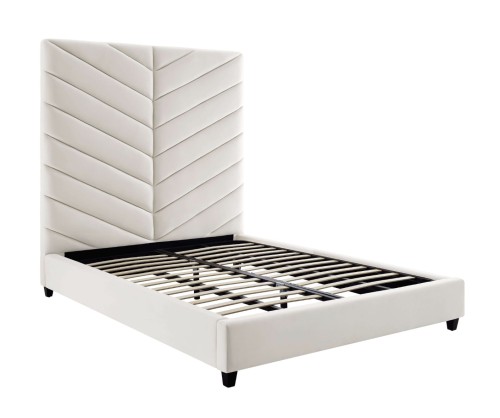 Custom beds | Javan Cream Velvet Bed in Queen | Bedroon furniture | Wholesaler furniture