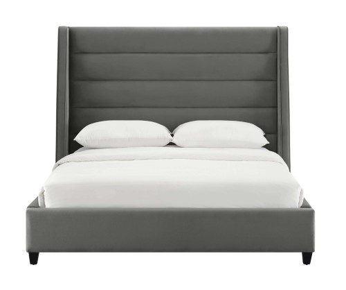 Кровати на заказ|Бархатная кровать Koah Grey размера King | Мебель для спальни | oптовый мебель