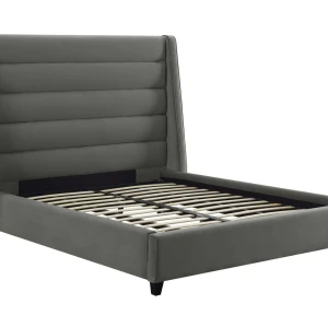 Lits personnalisés|Lit en velours gris Koah en King | Meubles de chambre | vente en gros meubles